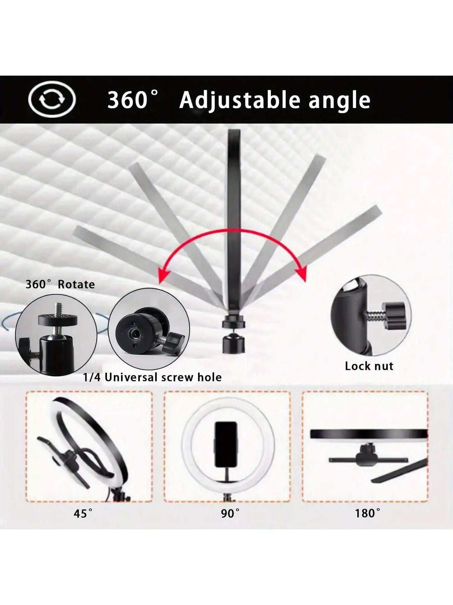 Anneau lumineux de 12 pouces avec trépied
