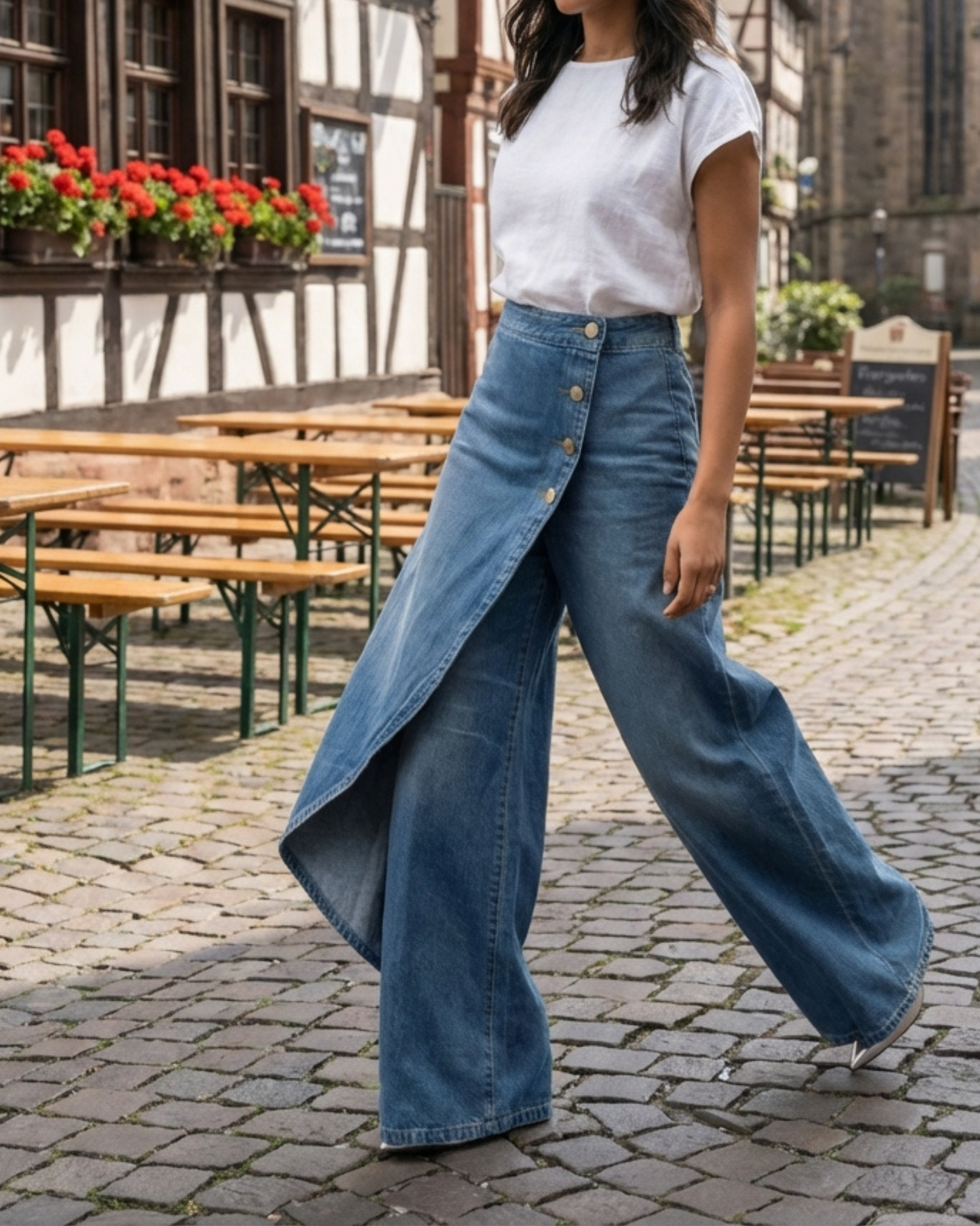 Pantalon Serena À Pinces En Jean