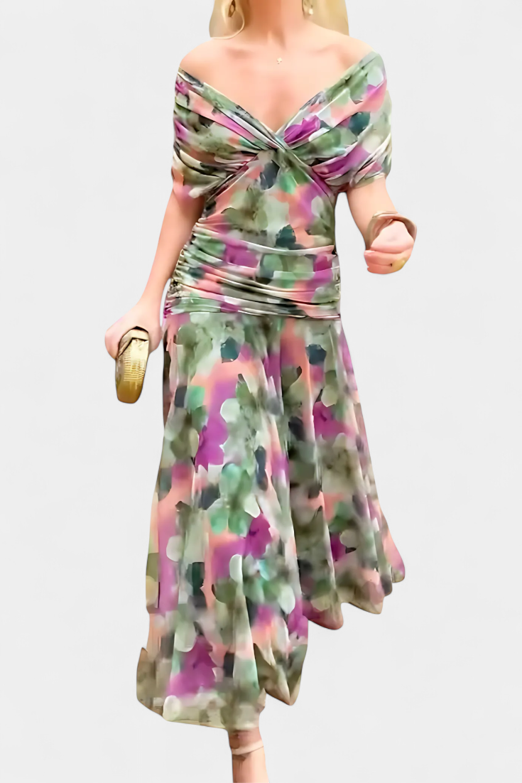 Robe Marissa Longue À Fleurs & Col En V