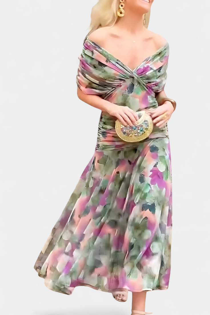 Robe Marissa Longue À Fleurs & Col En V