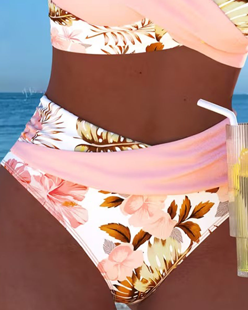 Bikini Florence À Imprimé Floral Contrasté & Fente