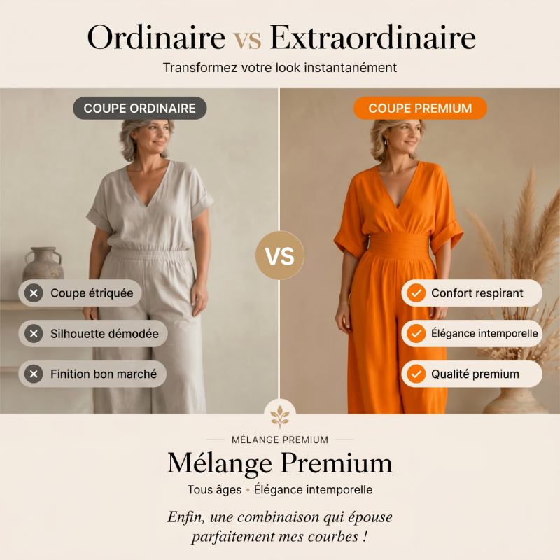 Combinaison ample à taille haute & encolure V pour femme✨