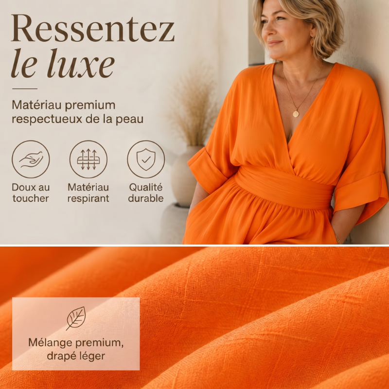 Combinaison ample à taille haute & encolure V pour femme✨