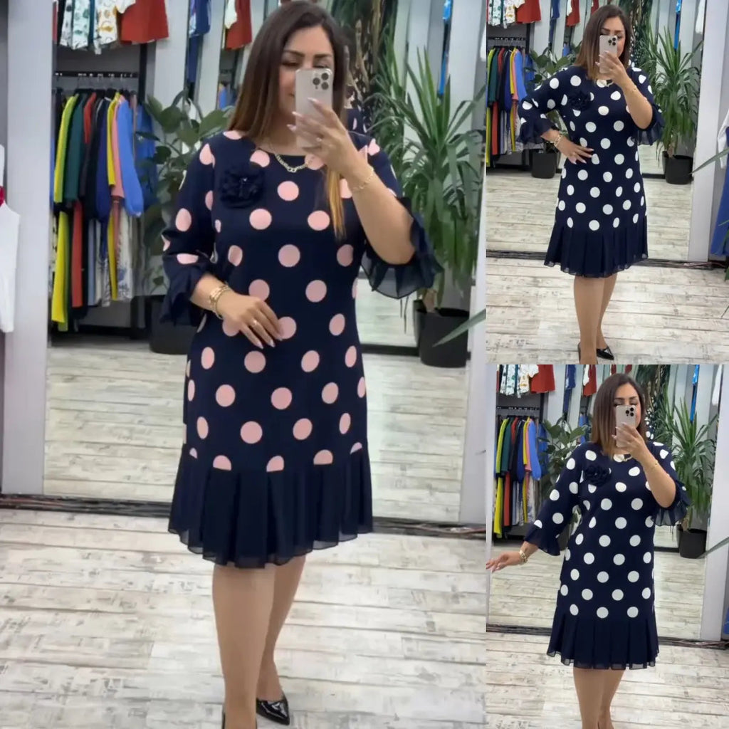 Robe Lila Plissée À Pois