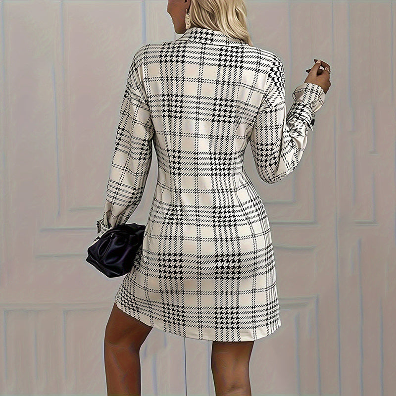 Robe-Chemise À Carreaux Avec Manches Longues