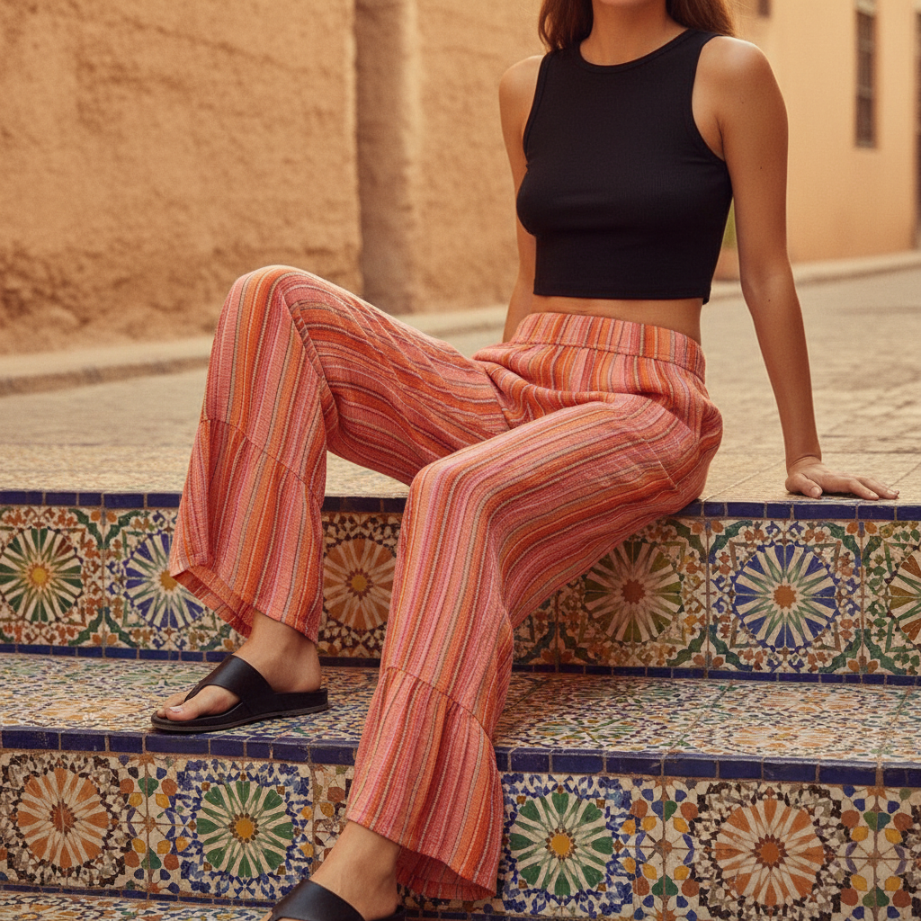 Pantalon Tissé "Azura 70s" Ultra Confortable