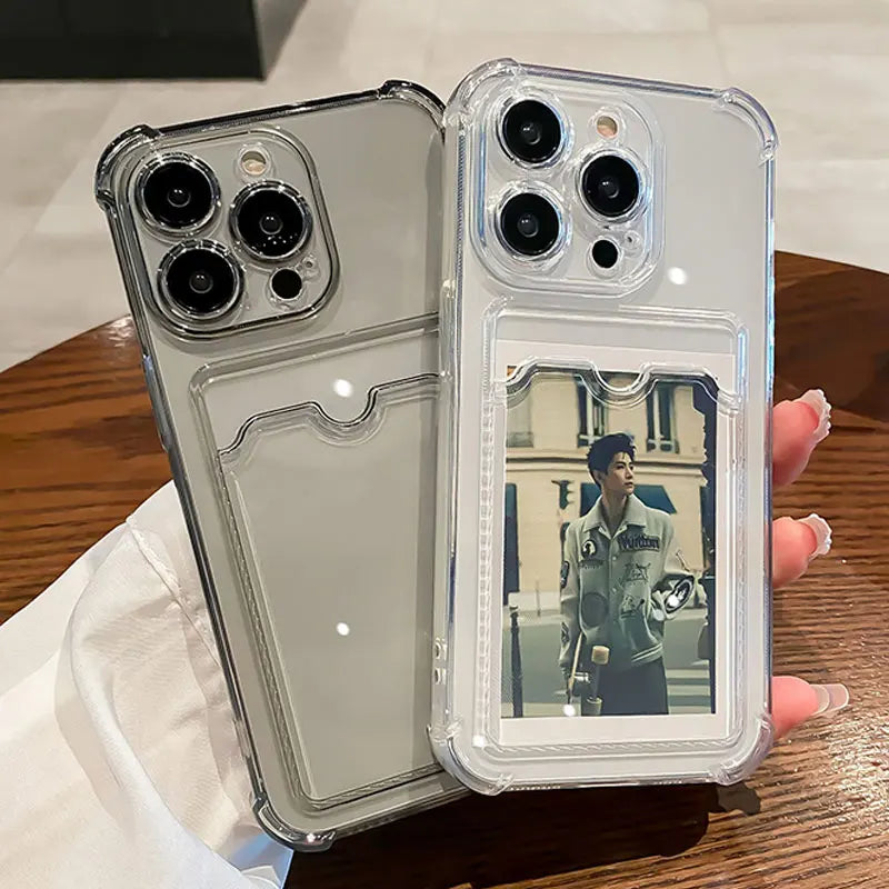 Étui transparent porte cartes pour iPhone