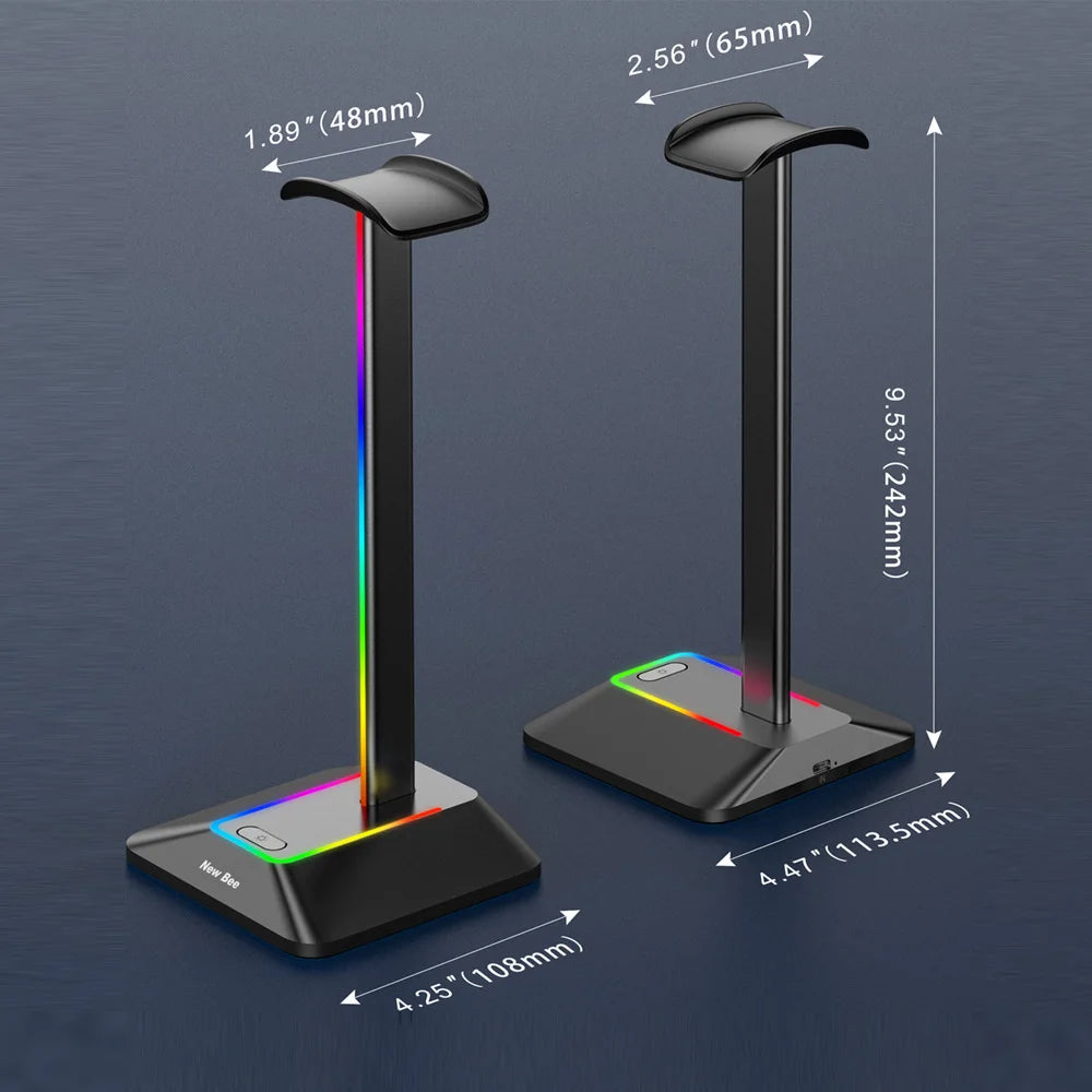 Support pour casque New Bee Z9 avec éclairage RGB, base antidérapante en alliage d'aluminium