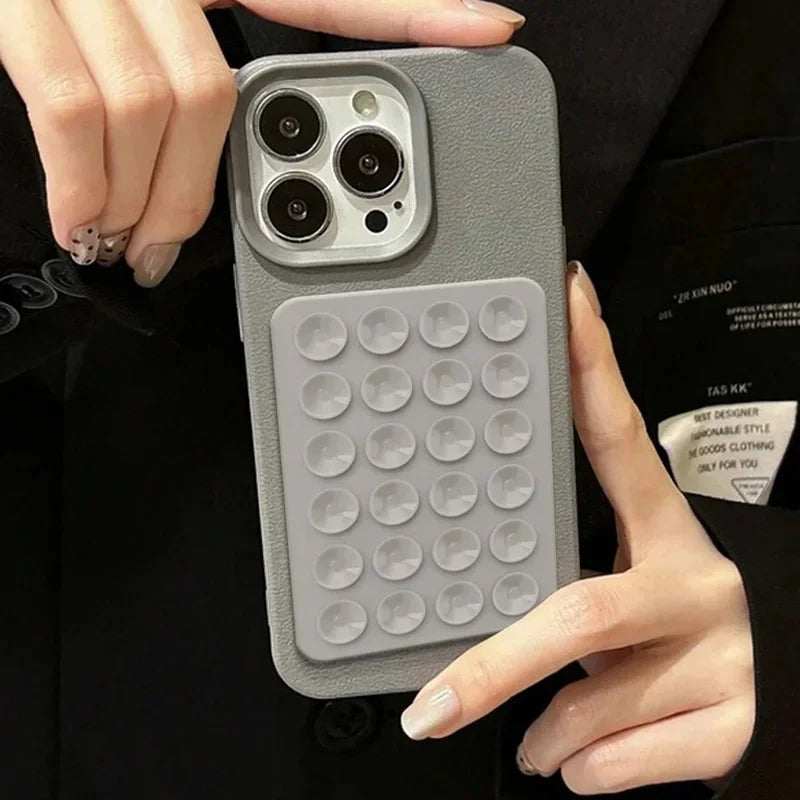Étui pour iphone avec ventouse 3D et motif litchi