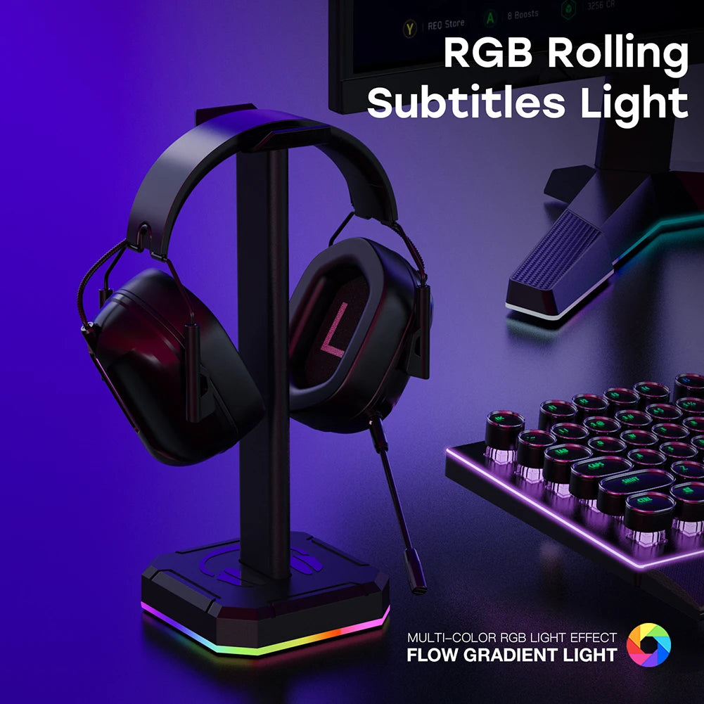 Support pour casque rétroéclairé RGB,