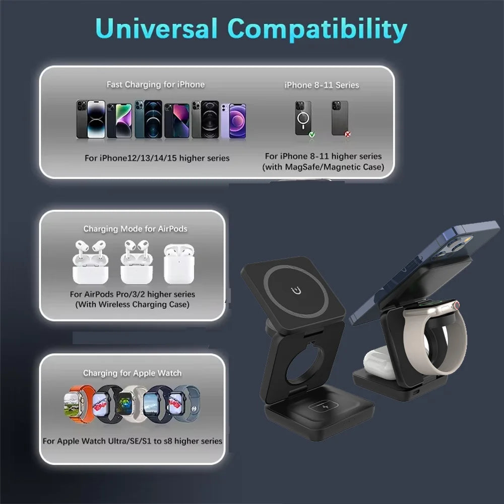 Support de chargeur sans fil 3 en 1 pour iPhone