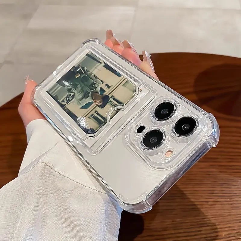 Étui transparent porte cartes pour iPhone