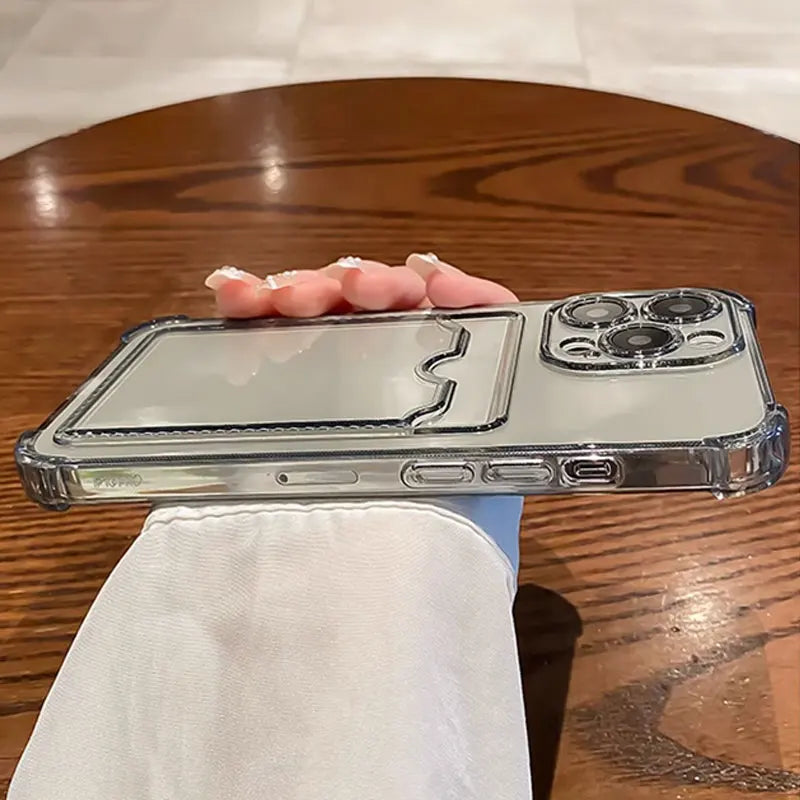 Étui transparent porte cartes pour iPhone
