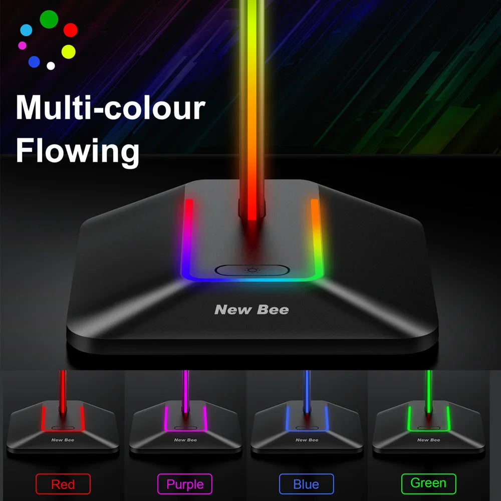 Support pour casque New Bee Z9 avec éclairage RGB, base antidérapante en alliage d'aluminium