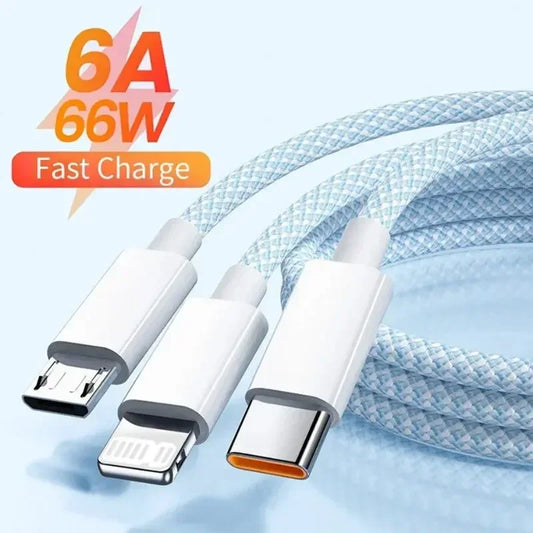 3 en 1 Câbles de recharge ultra-rapide 66 W