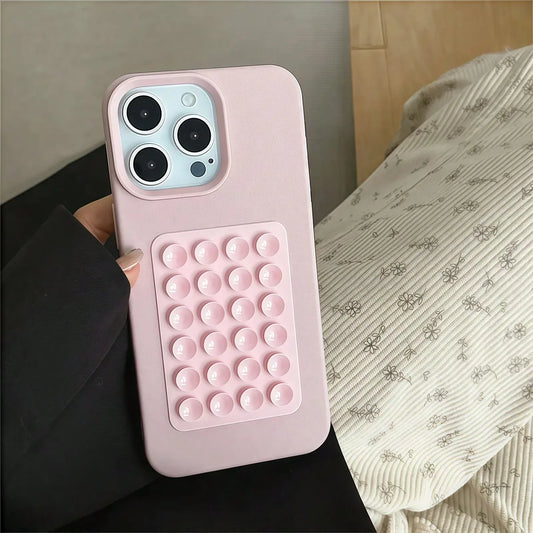 Étui pour iphone avec ventouse 3D et motif litchi