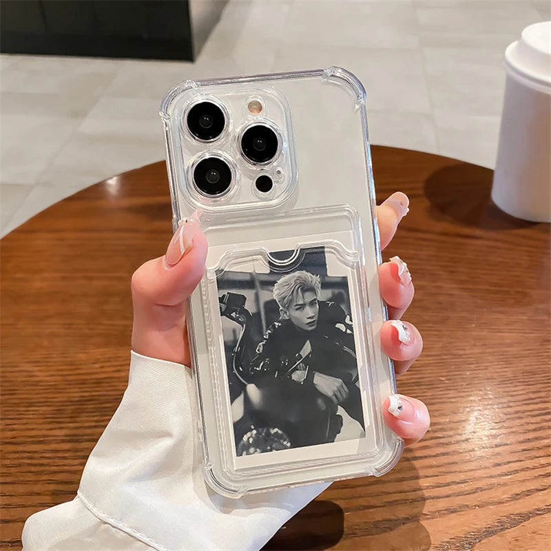 Étui transparent porte cartes pour iPhone