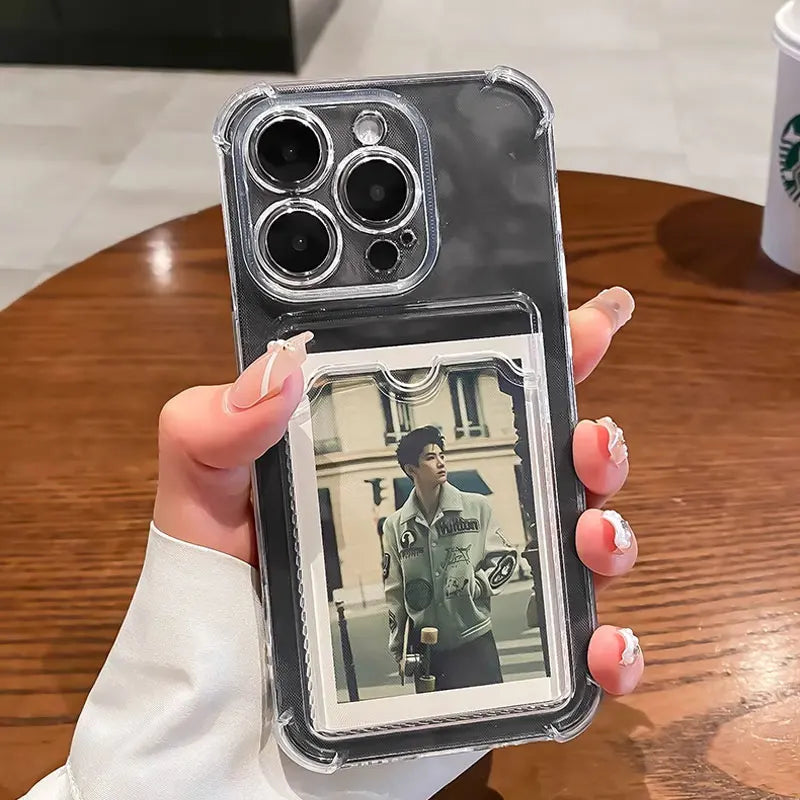 Étui transparent porte cartes pour iPhone