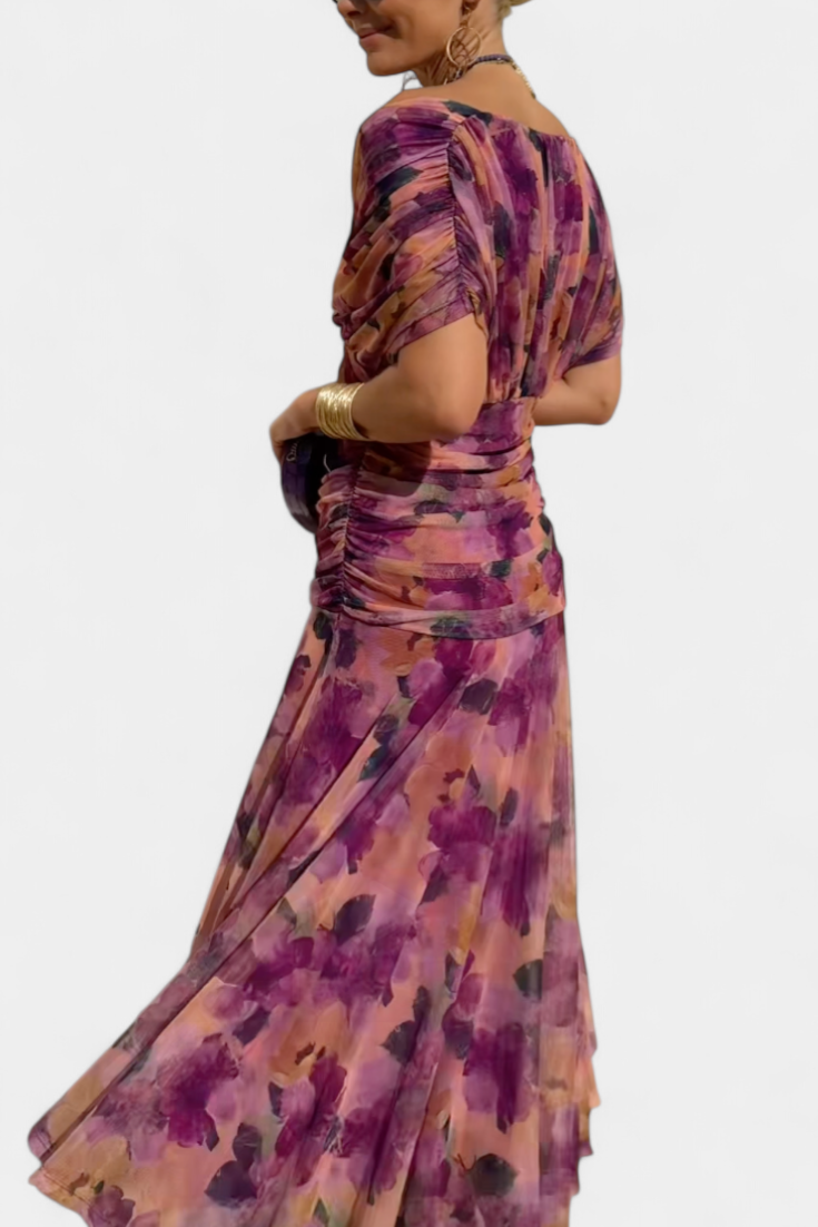 Robe Marissa Longue À Fleurs & Col En V