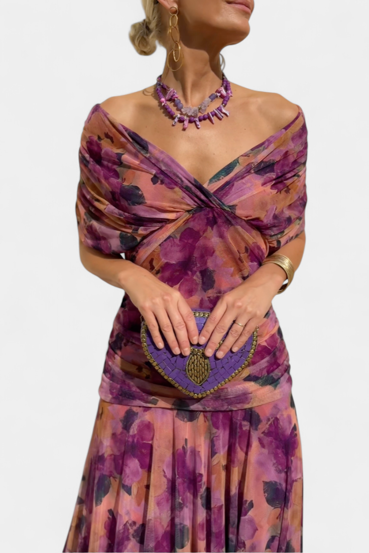 Robe Marissa Longue À Fleurs & Col En V