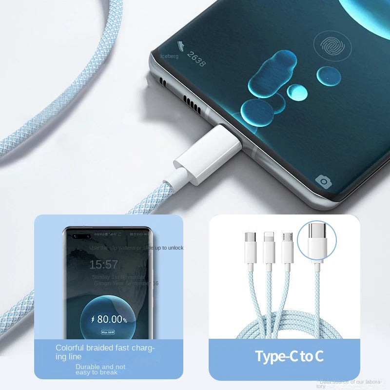 Câble chargeur USB C vers type C 100 W Câble USB C 3 en 1