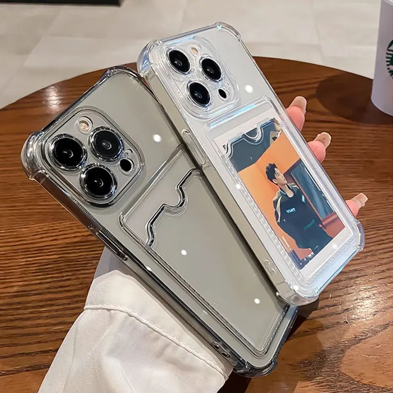 Étui transparent porte cartes pour iPhone