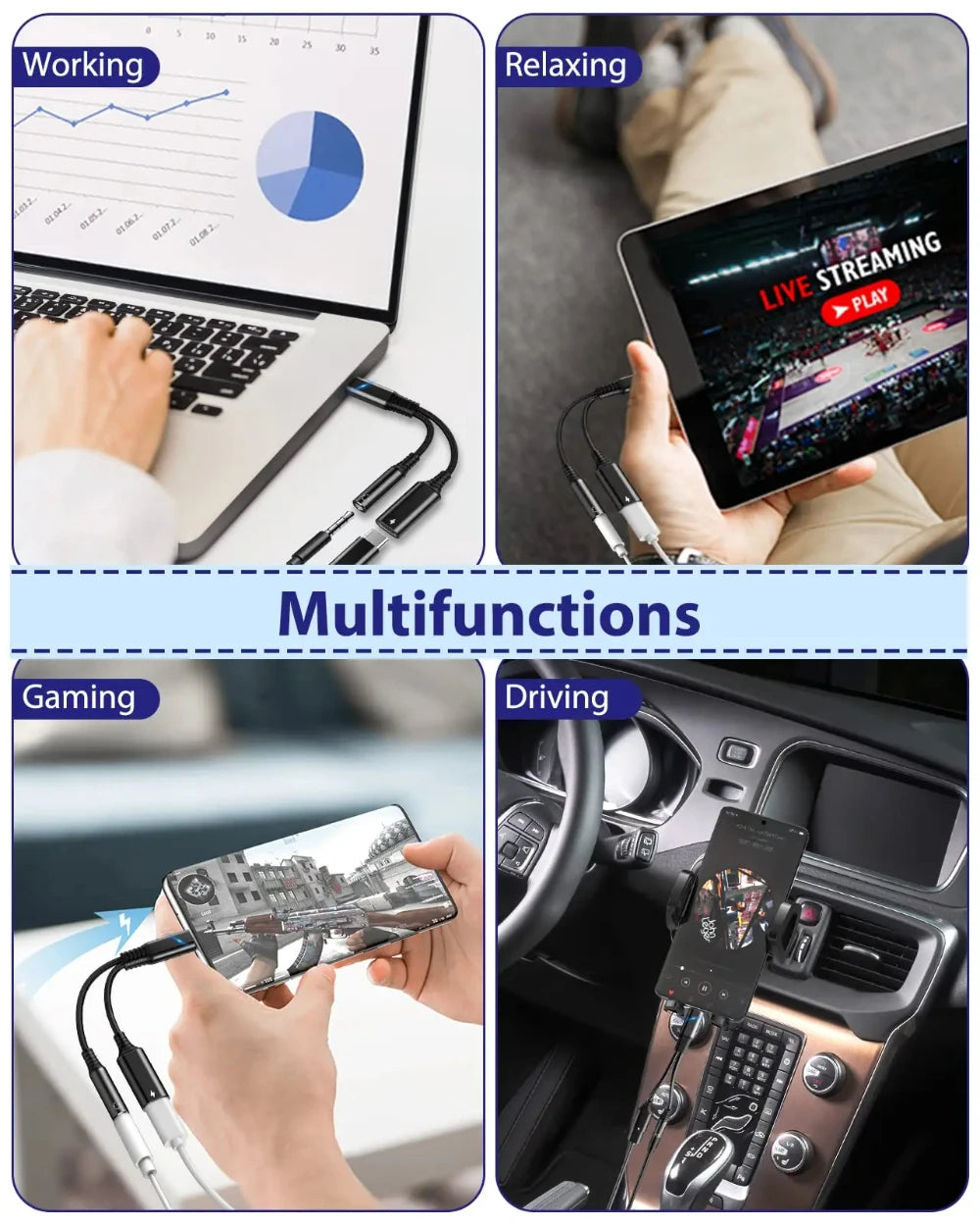 Adaptateur  USB C vers double adaptateur USB