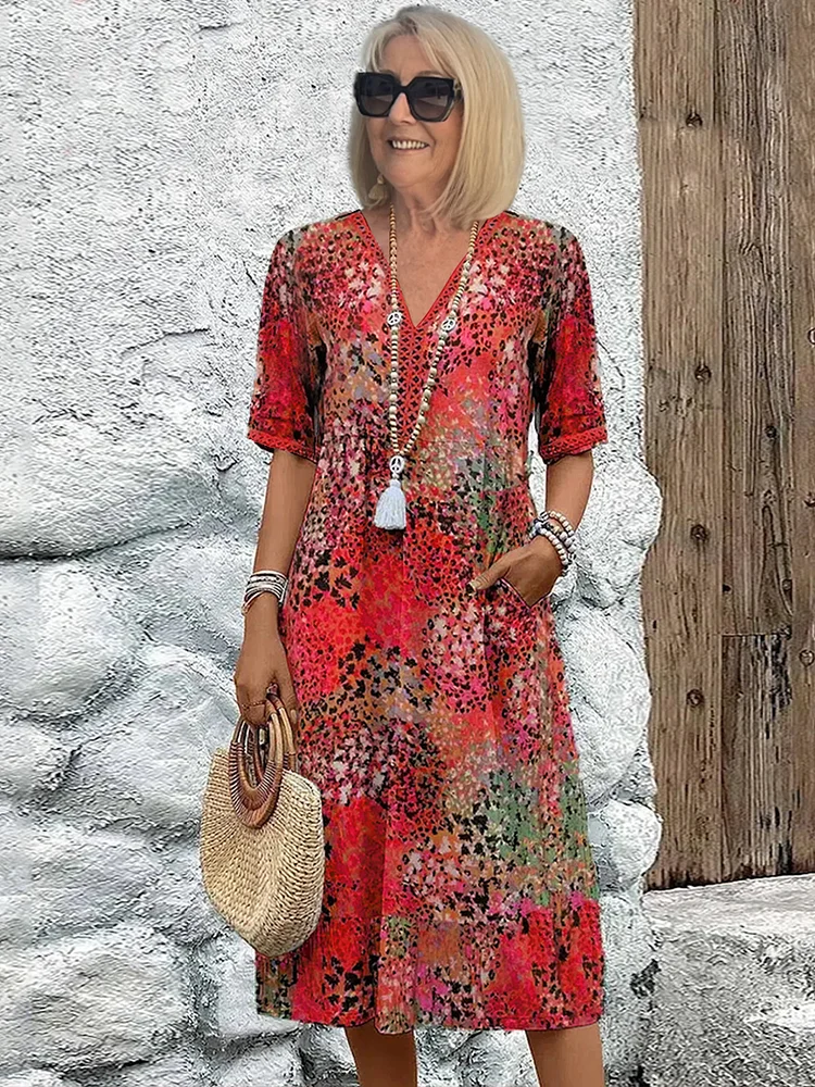 Robe Énora Mi-longue Élégante À Motifs