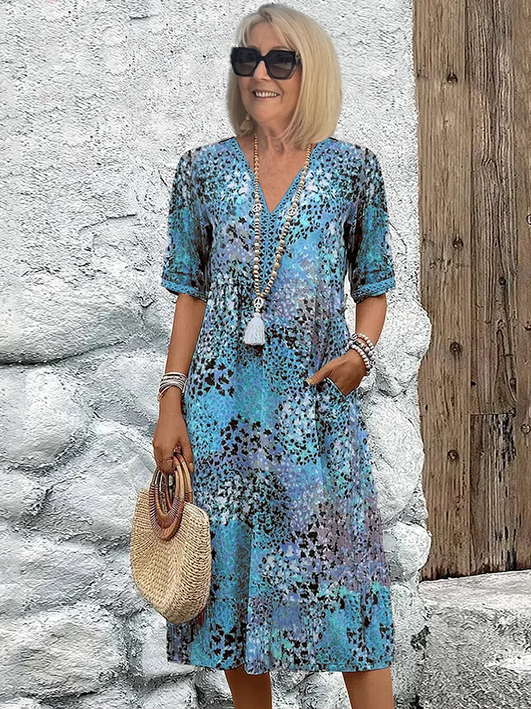 Robe Énora Mi-longue Élégante À Motifs