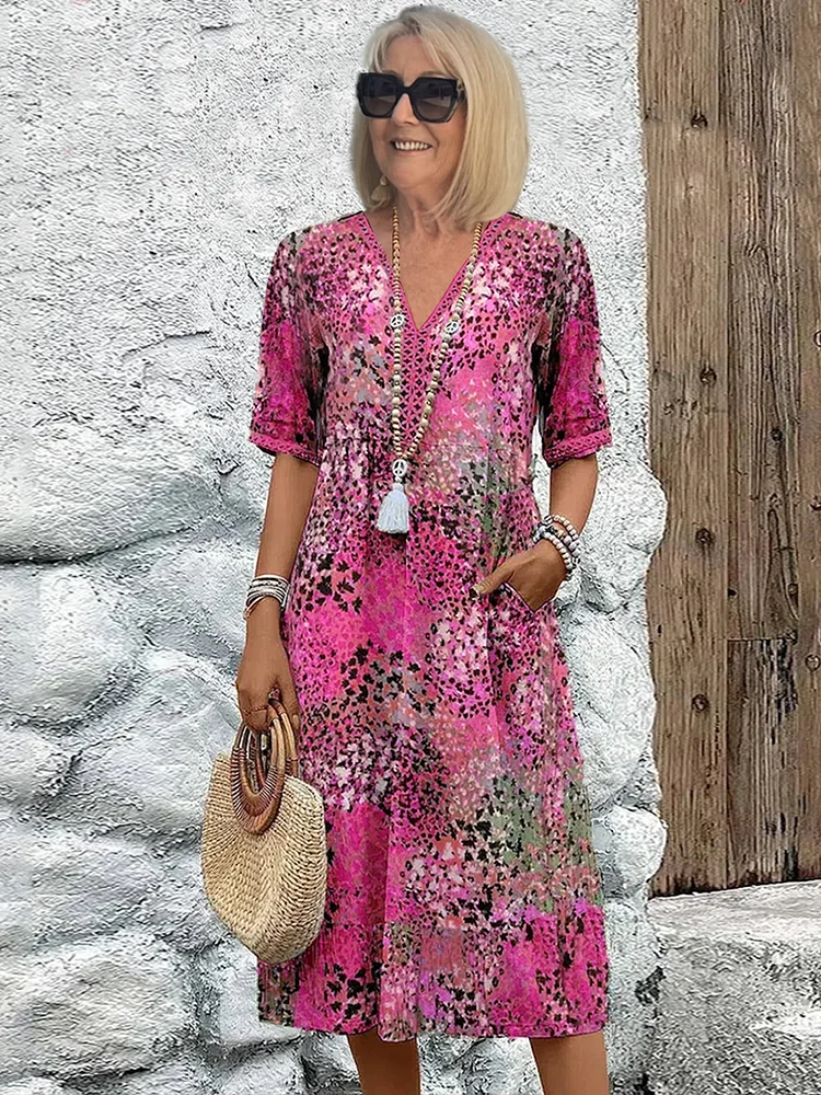 Robe Énora Mi-longue Élégante À Motifs