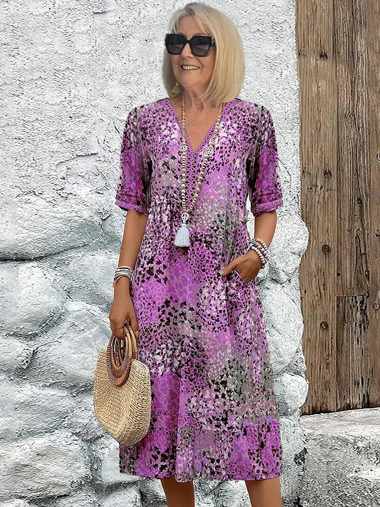 Robe Énora Mi-longue Élégante À Motifs
