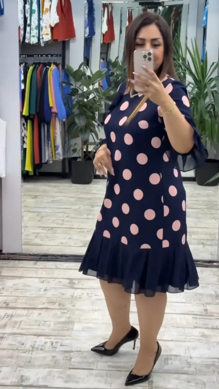 Robe Lila Plissée À Pois