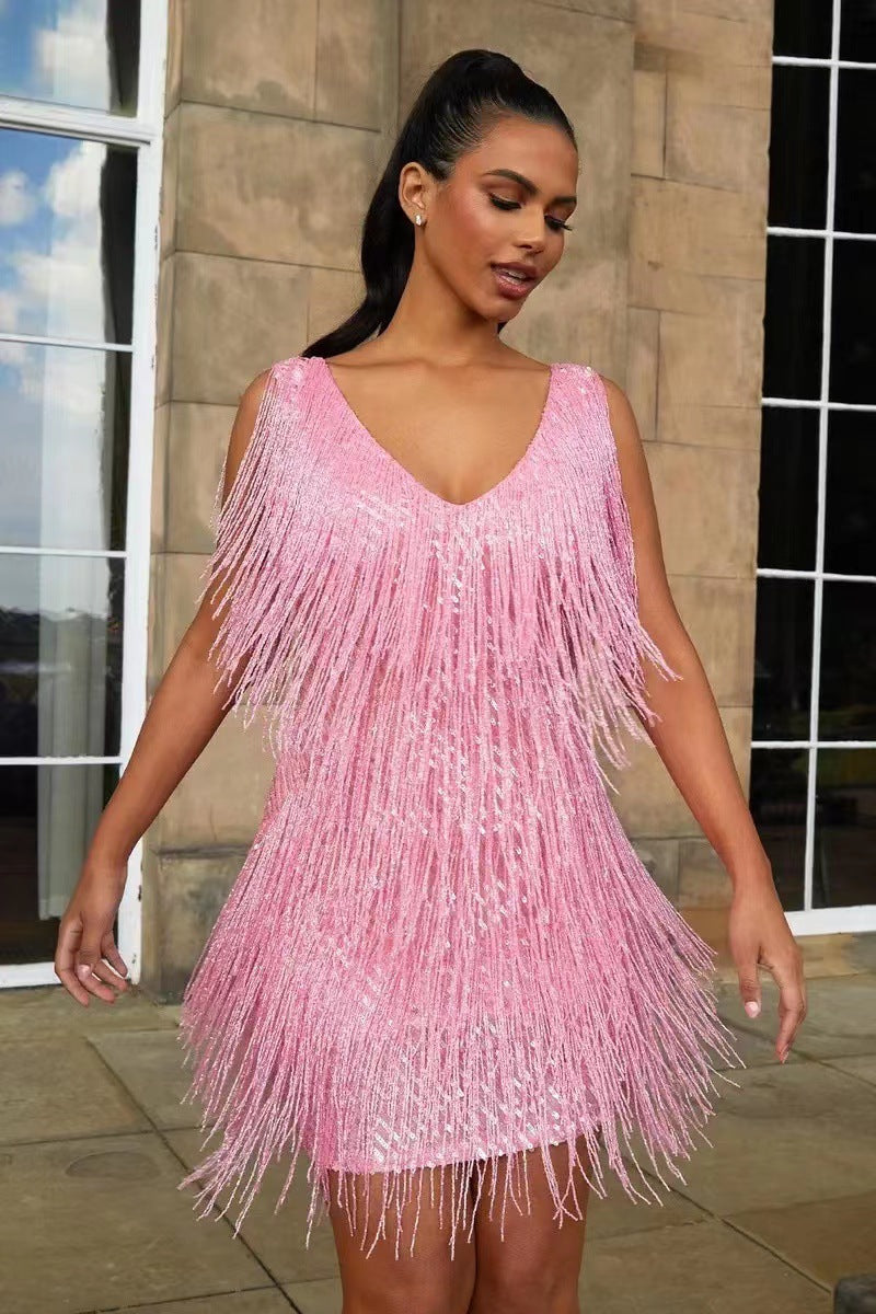Robe De Soirée Élégante À franges