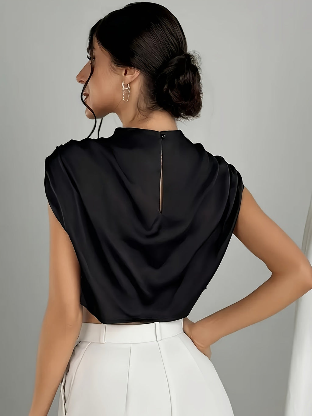 Crop Top Drapé En Satin