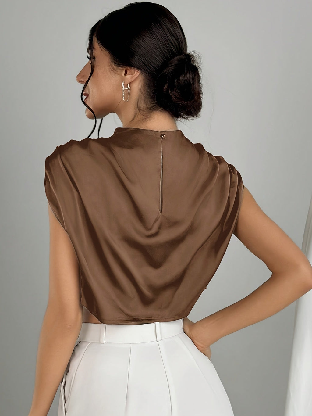 Crop Top Drapé En Satin
