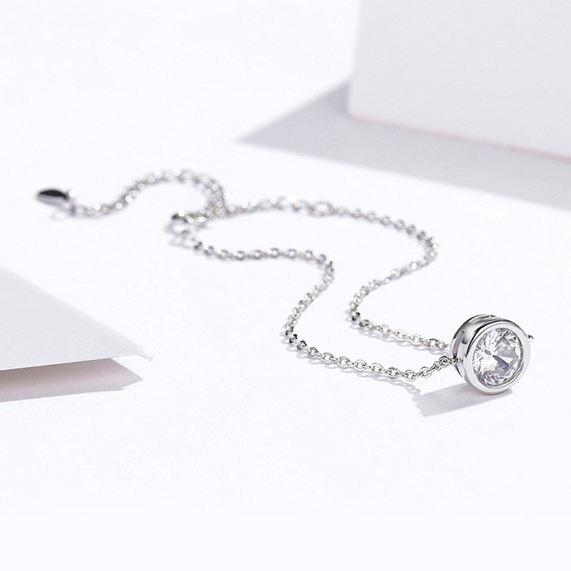 Lumière | Bracelet Chaîne Délicat à Cristal Solitaire Serti Clos