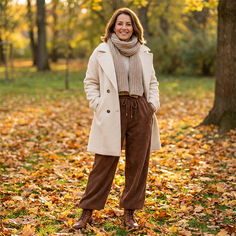 Pantalon Taille Haute En Velours Côtelé