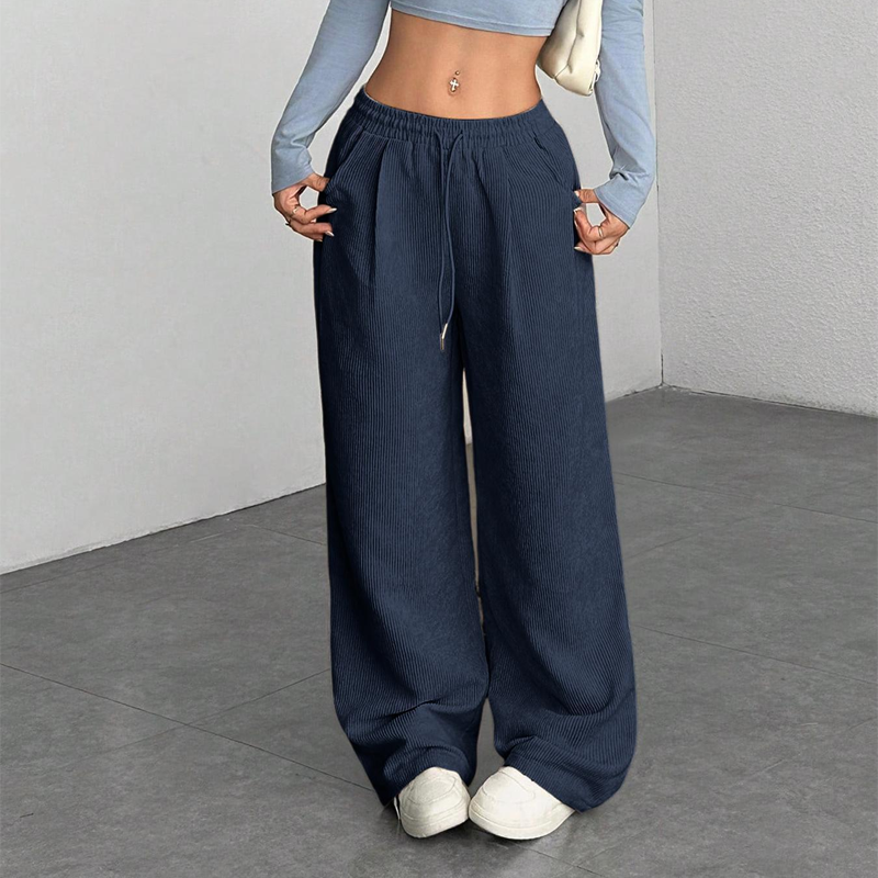 Pantalon Taille Haute En Velours Côtelé