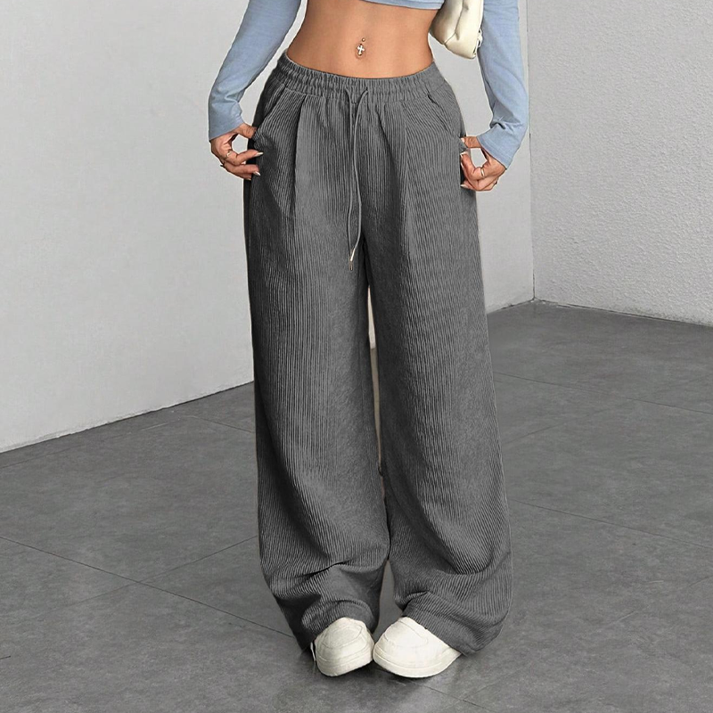 Pantalon Taille Haute En Velours Côtelé