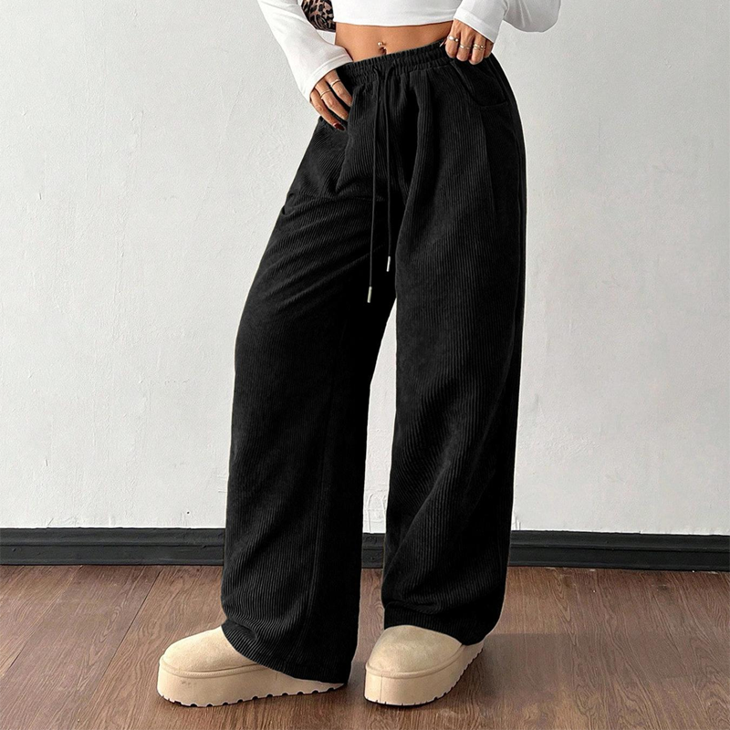 Pantalon Taille Haute En Velours Côtelé