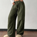 Pantalon Taille Haute En Velours Côtelé