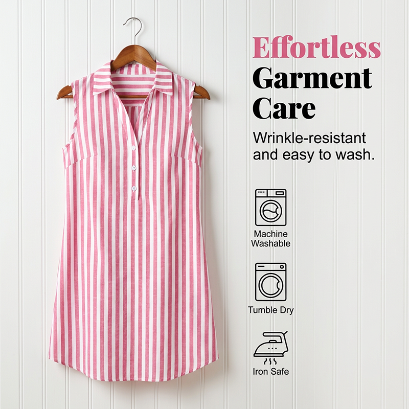 Robe chemise rayée sans manches pour femmes col en V 🌸