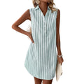 Robe chemise rayée sans manches pour femmes col en V 🌸